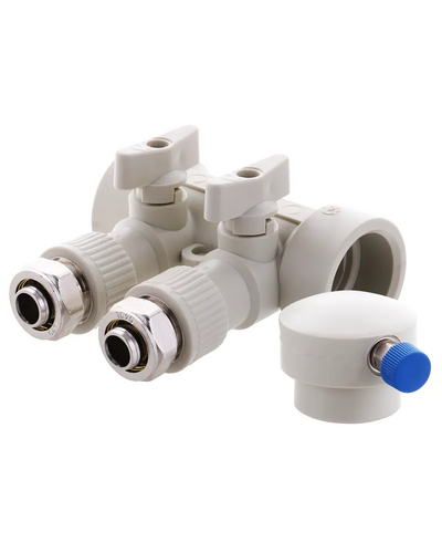 Коллектор распределительный 2-way с фитингом Koer K0190.PRO - 40x20 PPR (KP2555)