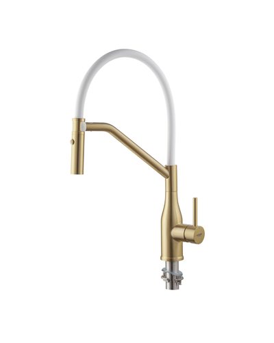 Смеситель для кухни Koer KI-70026-12 с белым силиконовым изливом золото мат (KR5212)