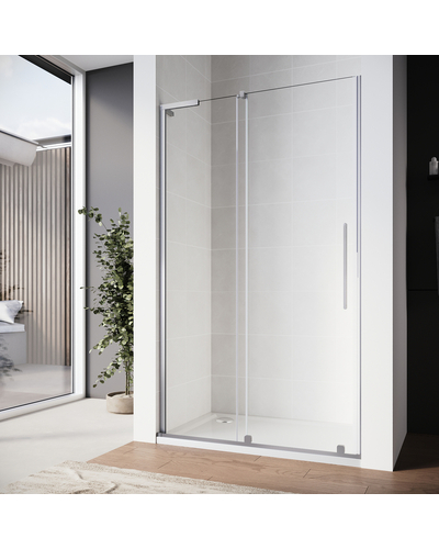 Дверь в нишу Walk-In раздвижная Koer SR SD07-120x200-R-TR-01 прозрачное стекло Easy Clean 8мм хром правая (KR5773)