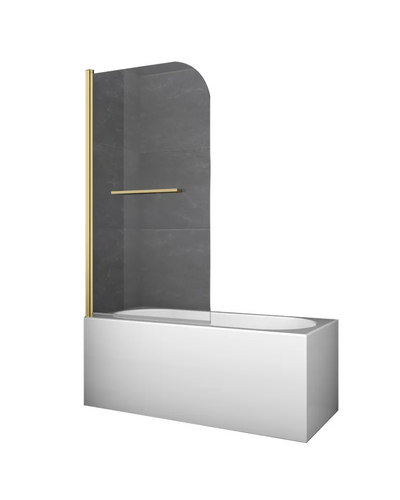 Шторки стеклянные на ванну распашные Koer SR BS02-80x140-TR-12 прозрачное стекло 6мм, матовое золото (KR5940)