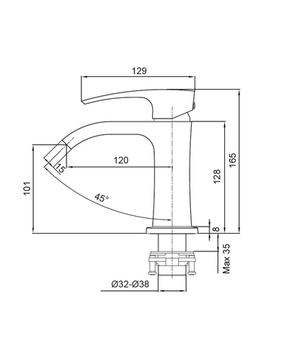 Змішувач для умивальника Koer KB-12007-01 (Колір хром) (KR3442)