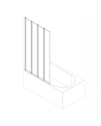 Шторки стеклянные на ванную складные Koer SR BS07-80x140-TR-01 прозрачное стекло Easy Clean 4мм, хром (KR5948)