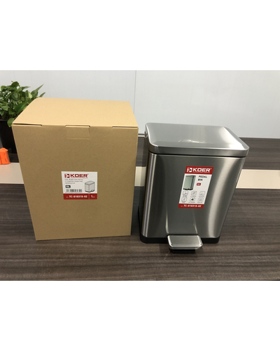 Відро для сміття з плавним закриттям прямокутне Koer TC-010315-02 15 л колір нержавійка (KR5603)