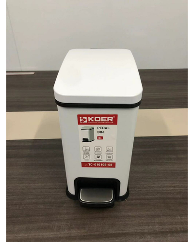 Відро для сміття з плавним закриттям прямокутне Koer TC-010108-08 8 л колір білий (KR5592)