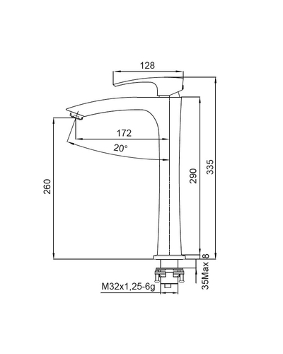 Смеситель для умывальника Koer KB-11007-01 высокий (Цвет хром) (KR3440)
