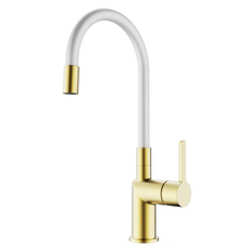 Смеситель для кухни Koer KB-70029-12 (матовое золото+сил.излив белый) (KR5958)