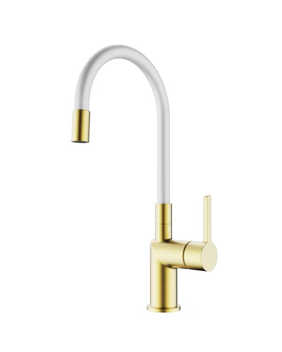 Смеситель для кухни Koer KB-70029-12 (матовое золото+сил.излив белый) (KR5958)
