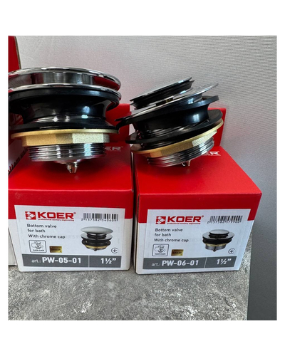 Донний клапан для ванни / піддону Koer PW-06-01 1.1/2 автоматичний Click-Clack хром (KR5799)
