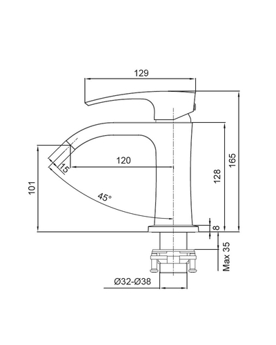 Смеситель для умывальника Koer KB-12007-05 (Цвет черный) (KR3443)