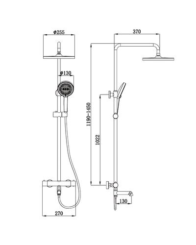 Душевая система с термостатом Koer KB-57029-01 3 функции хром (KR5482)
