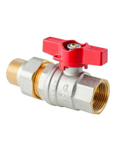 Кран с американкой Koer Extreme KE.227-15 - 1/2" ручка "бабочка" красная (KR5765)