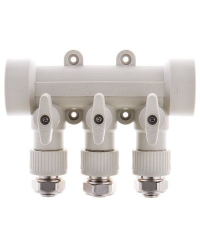 Коллектор распределительный 3-way с фитингом (40x20) PPR Koer K0191.PRO (KP2556)