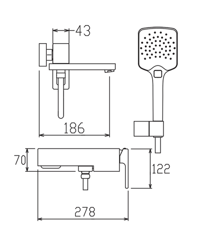 Смеситель для ванны с коротким изливом Koer KB-41039-01 (хром) (KR5996)
