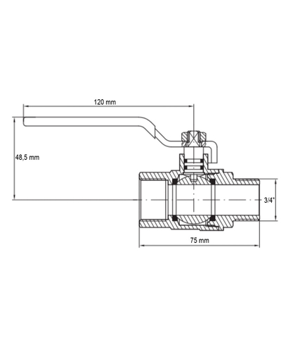 Кран кульовий Koer KG.205 - 3/4 FM ГШВ (газ) (KR4966)