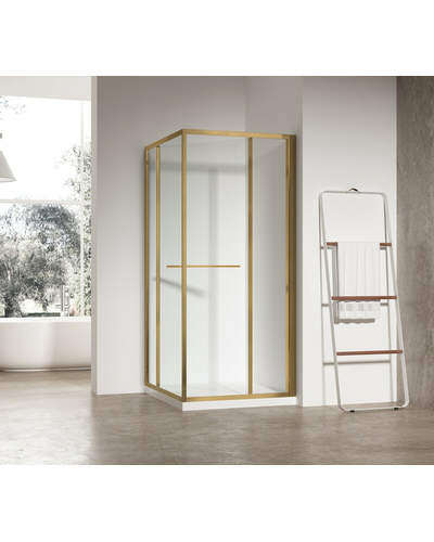 Душевая кабина без поддона Koer SR SC09-90x90x200-L-TR-12 прозрачное стекло Easy Clean 6мм матовое золото левая (KR5684)
