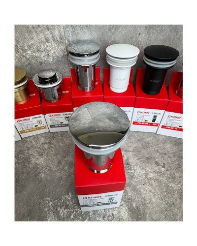 Донний клапан для раковини Koer PW-08-01 1.1/4 без переливу автоматичний Click-Clack хром (KR5786)