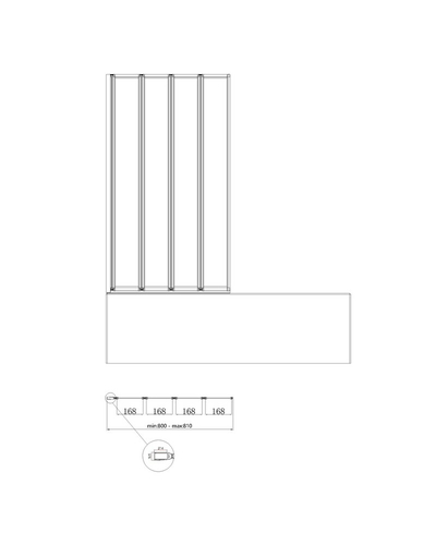 Шторки стеклянные на ванную складные Koer SR BS07-80x140-TR-01 прозрачное стекло Easy Clean 4мм, хром (KR5948)