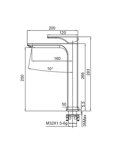 Змішувач для умивальника Koer KB-11010-05 високий (Колір чорний) (KR3483)