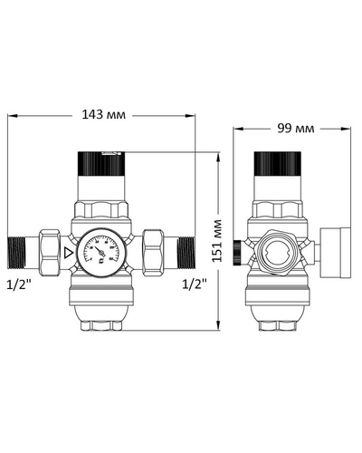Редуктор давления с фильтром и манометром Koer KR.1241 - 1/2 (KR3184)