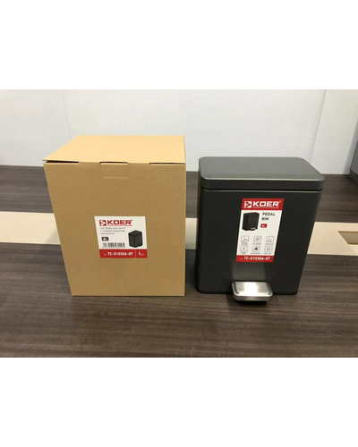 Відро для сміття з плавним закриттям прямокутне Koer TC-010306-07 6 л колір графіт (KR5602)