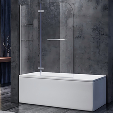 Шторки стеклянные на ванну Koer SR BS05-90x140-TR-01 прозрачное стекло Easy Clean 6мм хром (KR5372)