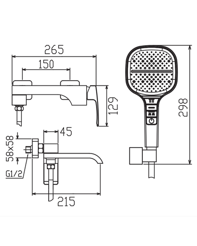 Смеситель для ванны с коротким изливом Koer KB-41037-01 (хром) (KR6004)