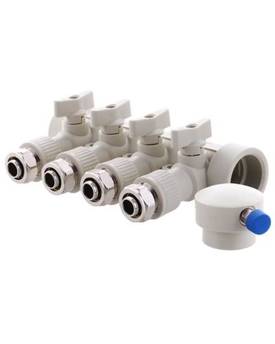 Коллектор распределительный 4-way с фитингом (40x20) PPR Koer K0192.PRO (KP2557)