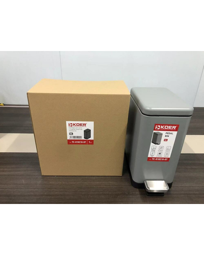 Відро для сміття з плавним закриттям прямокутне Koer TC-010210-07 10 л колір сірий (KR5599)