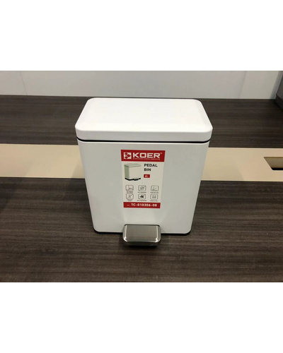 Відро для сміття з плавним закриттям прямокутне Koer TC-010306-08 6 л колір білий (KR5601)