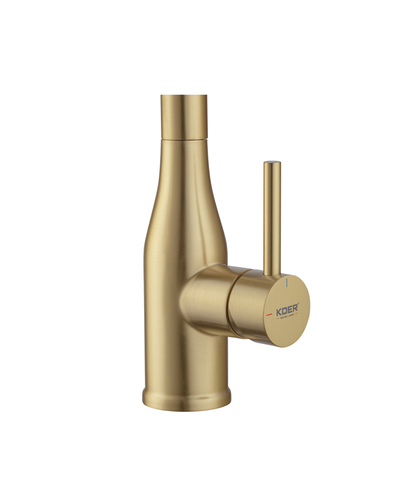 Смеситель для кухни Koer KI-70026-12 с белым силиконовым изливом золото мат (KR5212)