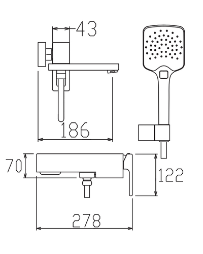 Змішувач для ванни з коротким виливом Koer KB-41009-01 (хром) (KR6017)