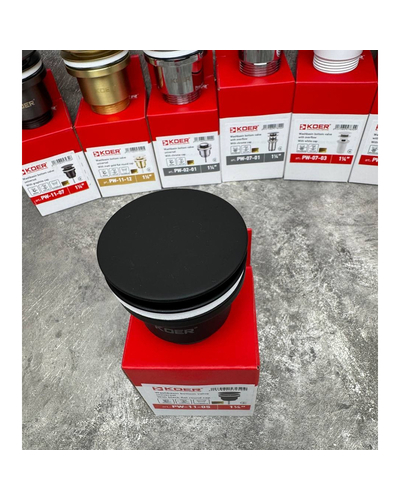 Донний клапан для раковини Koer PW-11-05 1.1/4 універсальний Click-Clack чорний мат (KR5795)