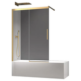 Шторки стеклянные на ванну раздвижные Koer SR BS06-120x150-TR-12 прозрачное стекло Easy Clean 6мм, матовое золото (KR5946)