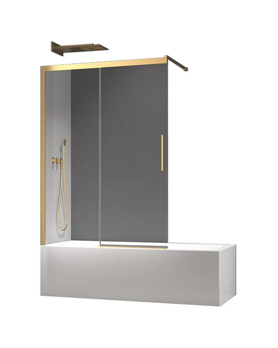 Шторки стеклянные на ванну раздвижные Koer SR BS06-120x150-TR-12 прозрачное стекло Easy Clean 6мм, матовое золото (KR5946)