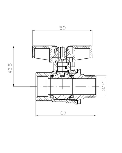 Кран шаровой ГШМ Koer Extreme KE.218-20 - 3/4" FM ручка "бабочка" красная (KR5760)