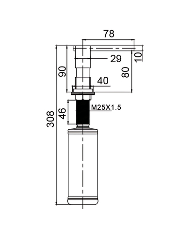 Дозатор для жидкого мыла врезной Koer SDB-02-07 графит (300 мл) (KR5631)