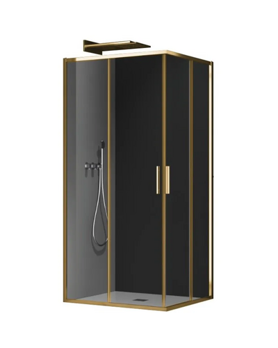 Душова кабіна без піддону Koer SR SC10-90x90x195-TR-12 прозоре скло Easy Clean 6мм, матове золото (KR5943)