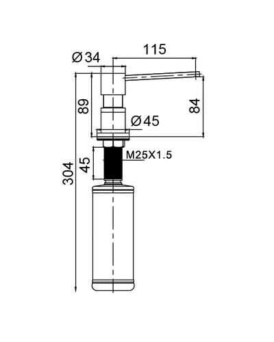 Дозатор для рідкого мила врізний Koer SDB-01-05 чорний (300 мл) (KR5626)