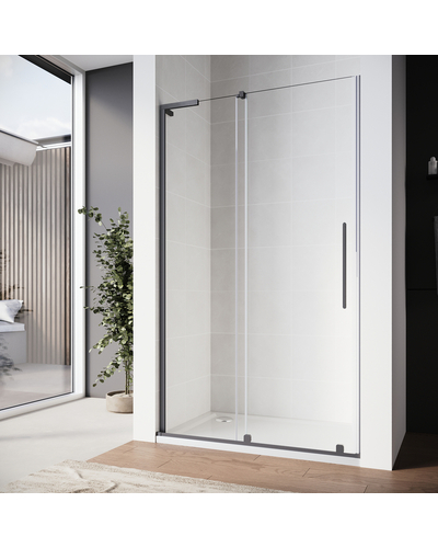 Двері у нішу Walk-In розсувні Koer SR SD07-120x200-R-TR-07 прозоре скло Easy Clean 8мм графіт права (KR5775)