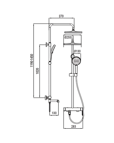 Душевая система со смесителем Koer KB-56029-07 3 функции графит (KR5497)