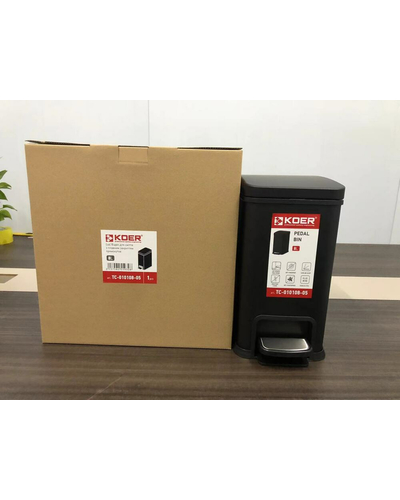 Відро для сміття з плавним закриттям прямокутне Koer TC-010108-05 8 л колір чорний (KR5593)