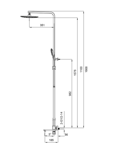 Душевая система со смесителем Koer KB-56009-01 (Цвет хром) (KR3506)