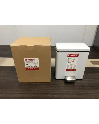 Відро для сміття з плавним закриттям прямокутне Koer TC-010306-08 6 л колір білий (KR5601)
