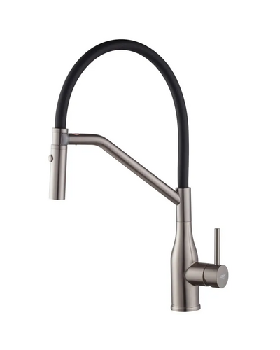 Смеситель для кухни Koer KI-70026-07 с черным силиконовым изливом графит (KR5211)