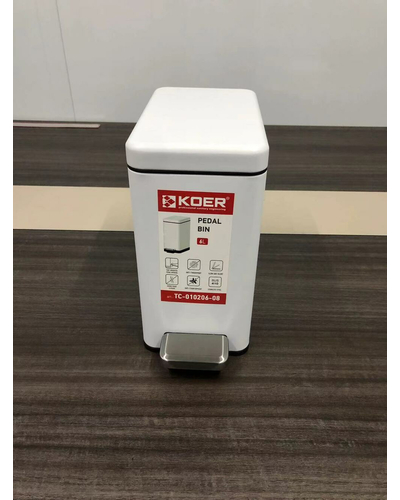 Відро для сміття з плавним закриттям прямокутне Koer TC-010206-08 6 л колір білий (KR5595)
