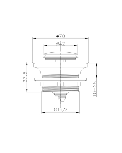 Донний клапан для ванни / піддону Koer PW-06-01 1.1/2 автоматичний Click-Clack хром (KR5799)