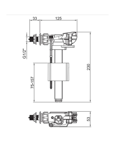 Клапан заповнення Koer KT-0105-1/2 з боковим підвед. латунь (KR5610)