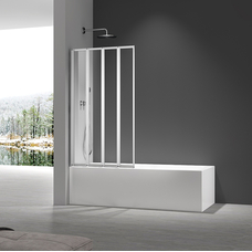 Шторки стеклянные на ванную складные Koer SR BS07-80x140-TR-01 прозрачное стекло Easy Clean 4мм, хром (KR5948)