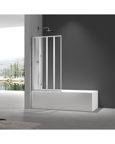 Шторки стеклянные на ванную складные Koer SR BS07-80x140-TR-01 прозрачное стекло Easy Clean 4мм, хром (KR5948)