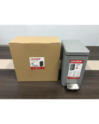 Відро для сміття з плавним закриттям прямокутне Koer TC-010206-07 6 л колір сірий (KR5596)